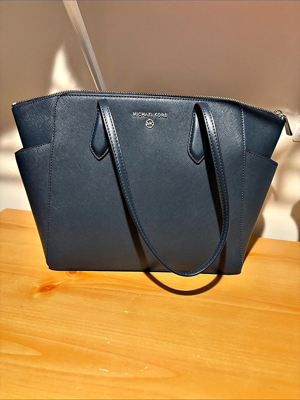 Michael Kors Jet Set Travel Large Leather Tote Bag Blue